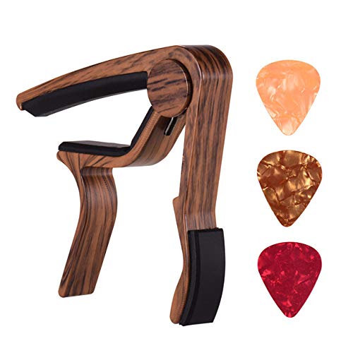 EURYTKS Accordeur de Guitare Capo de Guitare en Alliage d’aluminium de Couleur Bois, avec 3 pièces de Choix de Couleurs… - Les Beatles, Paul McCartney, John Lennon, RIngo Starr, George Harrison EURYTKS Accordeur de Guitare Capo de Guitare en Alliage d'aluminium de Couleur Bois, avec 3 pièces de Choix de Couleurs…