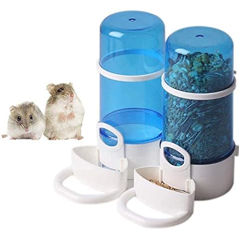 2 Pack Automatic Pet Feeder Waterer, Bird Hamster Small Animal Feeder, Automatic Feeding Device Water Dispenser for Hamster Bird Pigeon Parrots Mini Hedgehog with Holder Cover