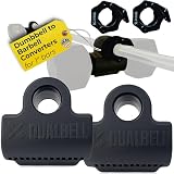 Picture of DUALBELL Dumbbell Barbell Converters- Pair Black w/black weight collars for 1", 25mm bar- Connect Dumbbells to 1" standard diameter bar, barbell adapters to replace weight plates- 250lb capacity