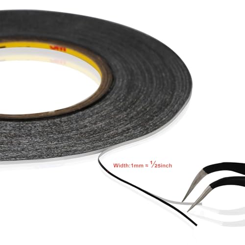 Kaisiking 1mm x 50M LCD Repair Tape for Phone Screen, Adhesive Tape with 1 Tweezers for Cell Phone, iPad, Tablets, Laptops, Camera
