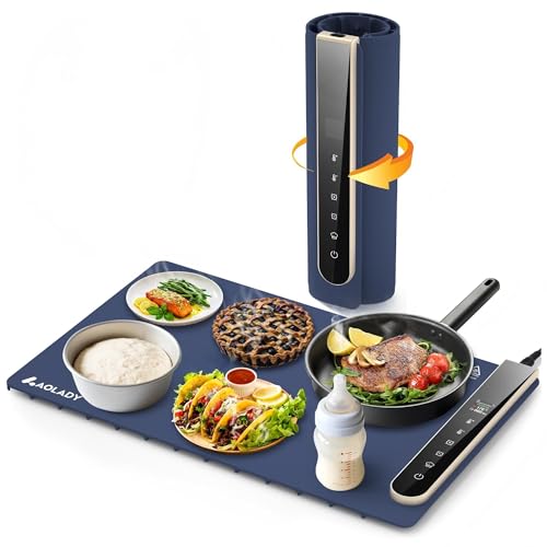 Warming Mat for Food, House Warming Gifts New Home, Birthday Gifts for Mom Dad Women Men, 15'x23.6' Chafing Dishes for Buffet with APP Controller, Multiple Temperature and Timer Levels, Blue