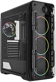 GameMax Optical Mid-Tower ATX ARGB PC Gaming Case, 4 x 120mm Dual-Ring Rainbow Fans Included, Acrylic Side Panels | Black