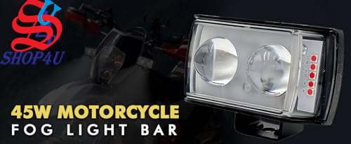 Image of 45W LED Spot Beam Fog Light with Metal Body ? Dual Lens Projector Lamp for Motorcycles, Scooty, Bikes, and Cars (12-24V, Pack of 2, Multicolour)