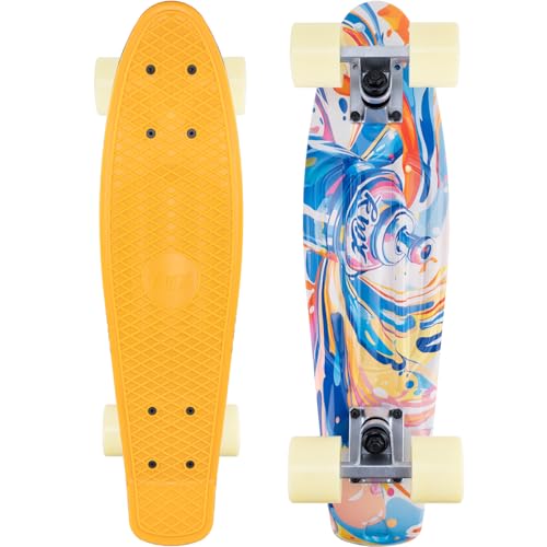 Image of KMX Skateboard 22 and 27 Inch, Classic Mini Cruiser Skateboard for Boys, Girls, Kids, Students, Adults, Teens, Mini Cruiser Board for Beginners and Advanced