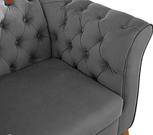 Image of Stellar Hand Tufted Three Seater Elegant Wooden Base Sofa in Wide Extravagant Fabric, Gives Luxurious Look for Home /Living Room /Office /Guest Room /Hotels