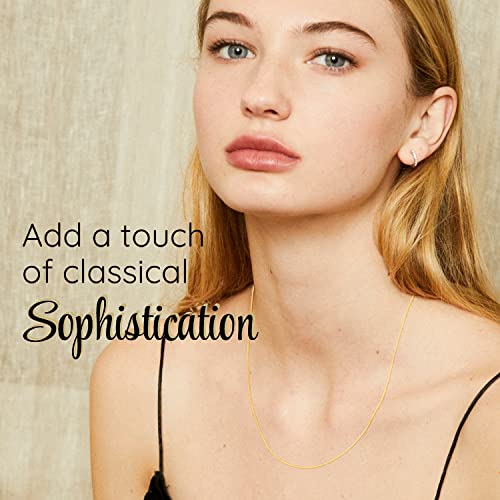 Kisper 18K Gold Box Chain Necklace – Thin, Dainty, Gold-Plated 925 Sterling Silver Jewelry For Women & Men With Spring-Ring Clasp – Made In Italy, 20” #TOP1