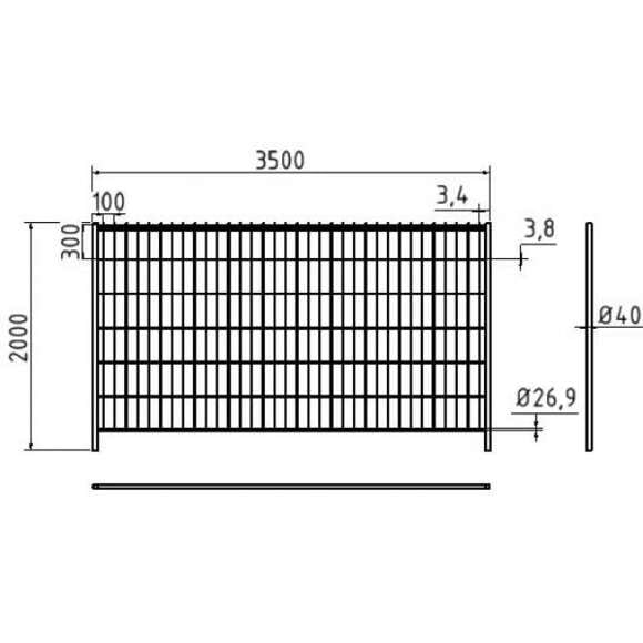 BAUZAUNWELT 1 Stück Bauzaun Standard Element, aus vorverzinktem Stahl ca.16 kg – Abmessung:3,50 x 2,00 m Mobilzaun-Gartenzaun-Campingzaun