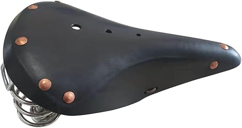 UNISTRENGH Sillín de bicicleta retro Sillín de bicicleta de línea clásica Sillín de cuero Sillín de trekkingTouring Sillín de bicicleta de cuero con