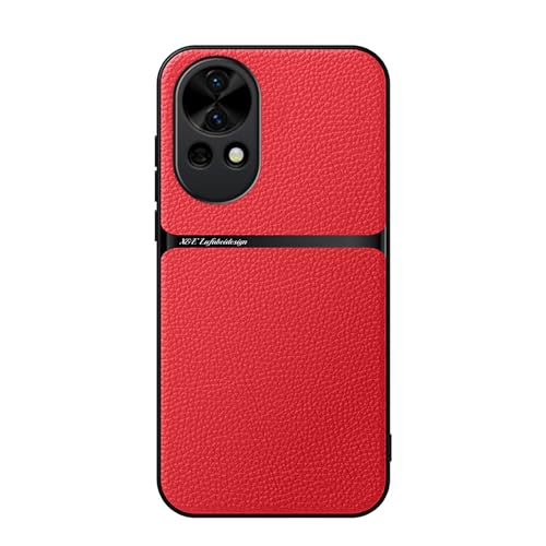 Lucyliy Compatible with Huawei Nova 13 Phone Case Skin-Friendly, Tactile Leathe [with Tempered Glass Screen Protector] red