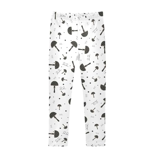 Gothic Mushroom Girls Leggings,Workout Leggings for Girls Toddler Athletic Leggings Size for 3-10T