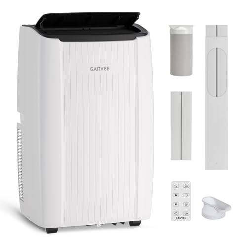 Garvee 12000 BTU Portable Air Conditioner, Portable AC Unit with Dehumidifier, Fan and Remote Control, Energy Efficient Indoor AC Conditioner for Rooms Up to 550 Sq. ft., White