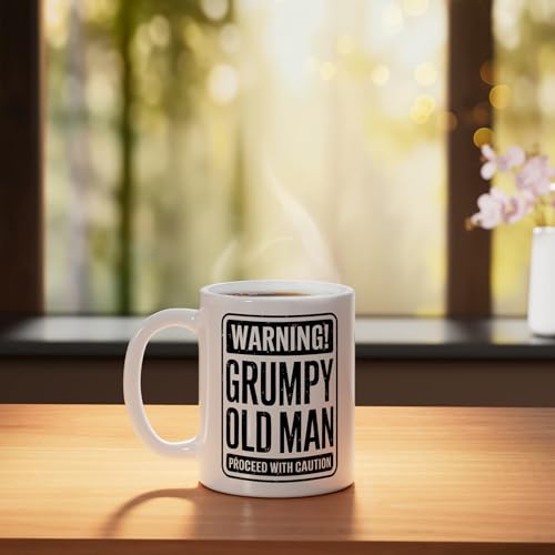 Taza de café cerámica blanca 11 oz Warning Grumpy Old Man miniatura 3