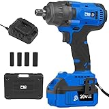 Prostormer Cordless Impact Wrench 1/2 Inch, 370Ft-Lbs High Torque Brushless Impact Wrench Set with 4