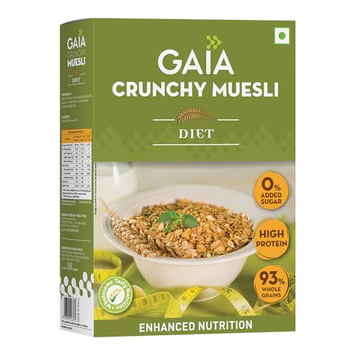 Image of Gaia Crunchy Diet Muesli 400g Box - Low-Calorie, Protein Rich, High-Fiber Muesli Cereal Serves as a Healthy and Nutritious Breakfast Option with Zero Added Sugar.