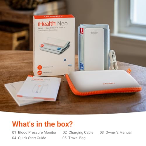 iHealth Neo Wireless Blood Pressure Monitor, Upper Arm Cuff, Bluetooth Blood Pressure Machine, Ultra-Thin & Portable, App-Enabled for iOS & Android
