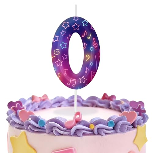 Image of Purple Number 0 Birthday Candles, Cartoon Themed Cupcake Toppers for Boys Girls Cake Decorations, Cake Toppers, Birthday Decorations Party Supplies, Number Candles for Party Decor