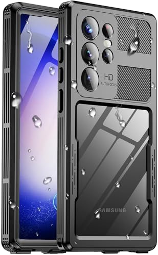 Haireca for Samsung Galaxy S23 Ultra Waterproof Case [IP68 Water Proof] [Built-in Screen Protector] Magnetic Heavy Duty Military Grade Rugged Phone Case for S 23 Ultra 6.8 Black