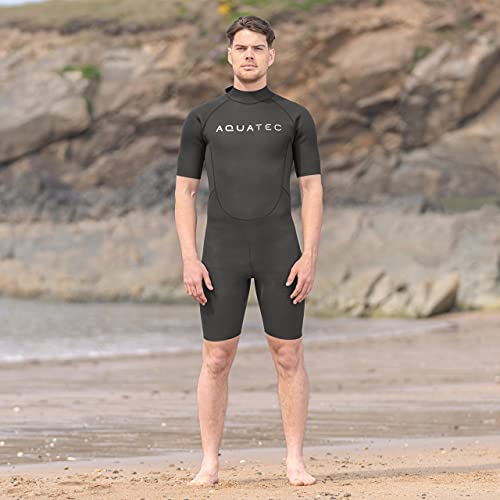 AQUATEC Muta Da Uomo In Neoprene - 2x Opzioni Di Spessore : 2mm & 3/2mm | Mute Per Uomini | Muta Shorty | Ideale Per Nuoto & Sport Acquatici (L, 2mm | Principiante)