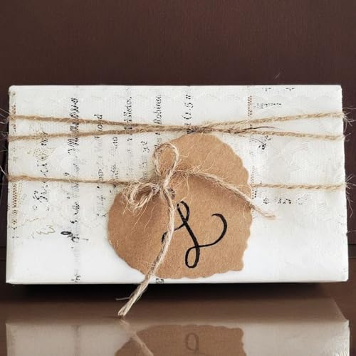 Image of CVANU Writable Brown Gifts Tag Multi-Purpose Blank Hanging Tags with Jute Strong Twine for Wedding| Parties| Craft Decoration (6x6cm) (450pcs)