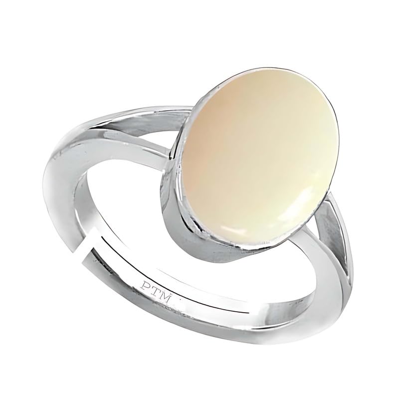 PTM Natural Opal 3.25 to 10.25 Ratti or 3.00 to 9.50 Carat Astrological Certified Gemstone Pure Sterling Silver/925 bis Hallmark Adjustable Ring for Men - fba1425