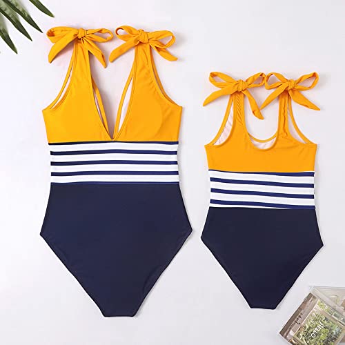 Madre Hija Bikinis Traje Baño,Trajes De Baño A Juego Para La Familia Madre Hija Bikinis Sets De Moda Rayas Colorblock Tankini Trajes De Baño De Una Pieza, Trajes De Baño De Verano Para Mujeres Ro