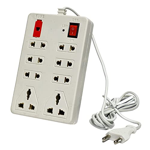 Image of 8+1 Mini Strip Extension Cord | 8 Universal Multi Plug Point Extension Board with LED Indicator (Cord Length: 2.0 Meter)