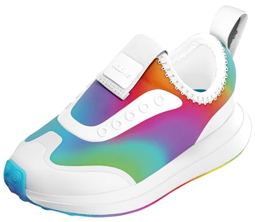 Native Shoes Unisex-Child Robbie Dash Print Sneaker, Shell White/Shell White/Rainbow, 9 Toddler by Native Shoes - Used condition - US$32.16