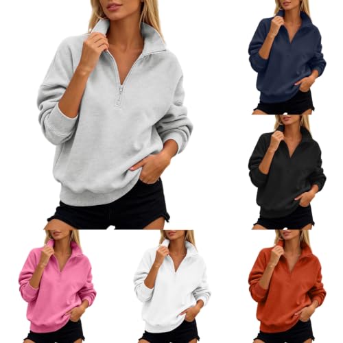 Quarter Zip Pullover Women Sweatshirt Trendy No Hood Oversized Hoodies - image 1