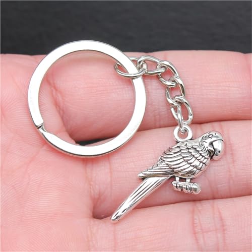 Porte-clés perroquet argent antique : ne perdez plus vos clés