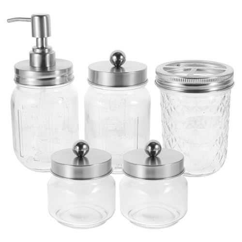 Set de Accesorios para Baño de 5 Piezas en Vidrio y Acero 2