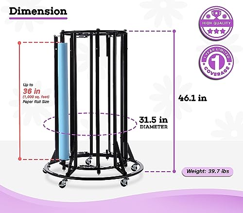 Adir Paper Roll Holder - Butcher & Kraft Large Paper Roll Dispenser Stand And Cutter For Up To 36 Inch Wide Rolls - Sturdy & Easy To Use In Classroom, Arts & Crafts Activity(Paper Rolls Not Included)