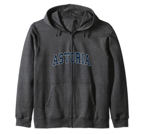 Astoria Oregon OR, diseño deportivo vintage, diseño azul marino Sudadera con Capucha