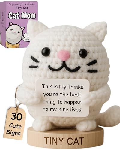 Cat Gifts for Women - Positive Crochet Animal with 30 Cute Signs | Cat Mom Gift for Women for...