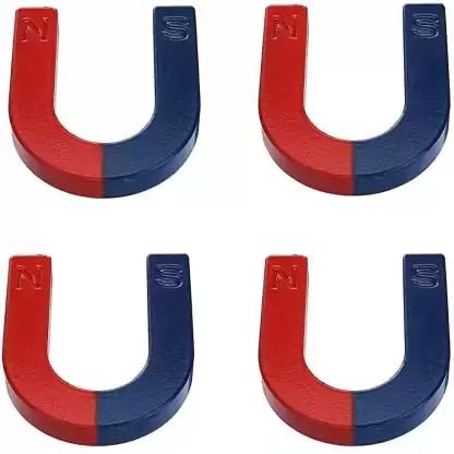 Lab House U Shape Horseshoe Magnet, Red and Blue Painted Exeriment Multipurpose Office Magnets Pack of 4