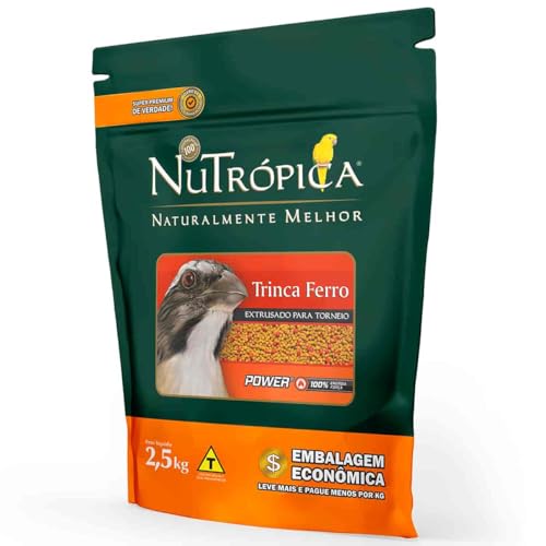 Ração Nutrópica Trinca Ferro Extrusada Super Premium Power Competição - 2,5kg Foguear Torneio Pixarro Sabiá Corrupião Pássaro Preto Alimeno Completo para Pássaros