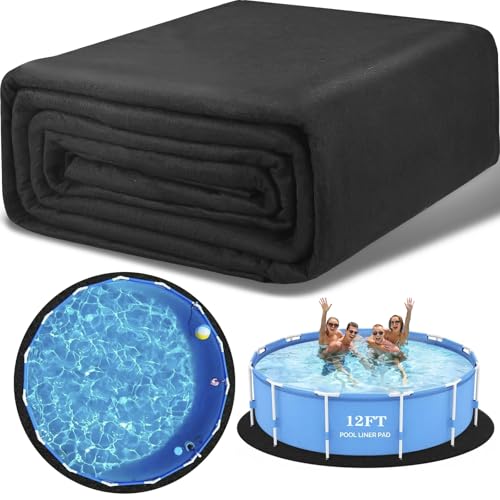 Tmkit 340G/M² Thicker 12 FT Round Pool Liner Pad for Above Ground Pools, Heavy Duty Under Pool Padding, Eco-Friendly Pool Liner Mat, Durable Geotextile Material, Puncture Protection, Extend Pool Life