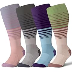4 Pairs-striped-pink/Grey/Blue/Green