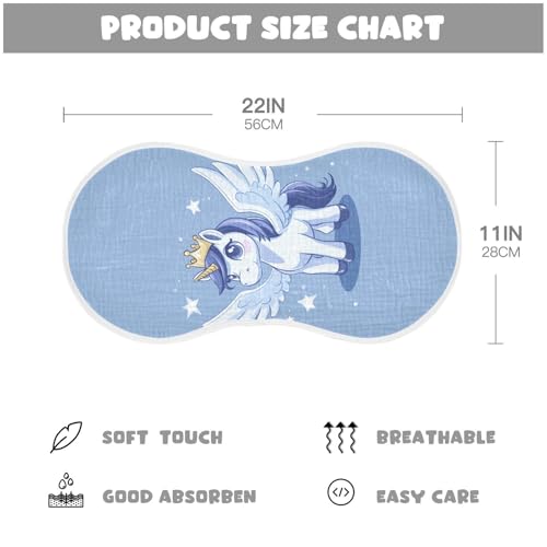 Winged Unicorns Crown Stars Baby Burp Cloths Absorbent Muslin Soft Burp Cloth Rags Cotton Burp Clothes for Girl Unisex Boy Newborn 1 Pack 22x11 Inches2