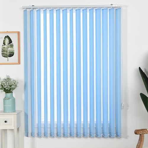 HDEYRSX Estores Verticales Opacos para Ventanas,Cortina Lamas Vertical Translúcida,Protección Solar,Privacidad,Persianas para Oficina Casa,Tamaños Personalizables (100cm x 185cm,Azul)