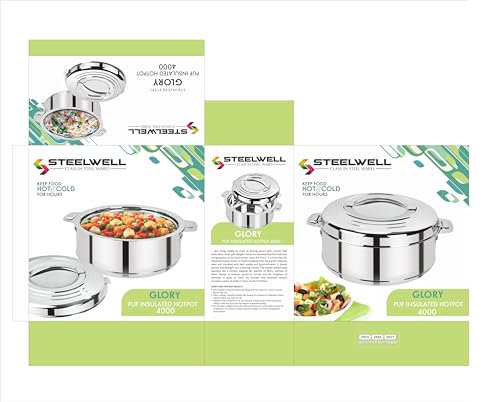 Image of KC Premium Stainless Steel Insulated Casserole | Double Walled | Hot Pot with Steel Lid | for Curry, Rice and Roti 4000ML Capacity
