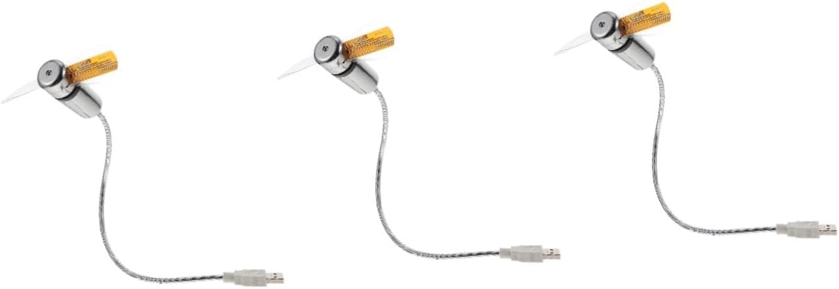 3pcs USB LED Clock Fan Portable Mini USB Fan with Temperature Display Compact Cooling Gooseneck Design for Home Office Travel and Outdoor Use