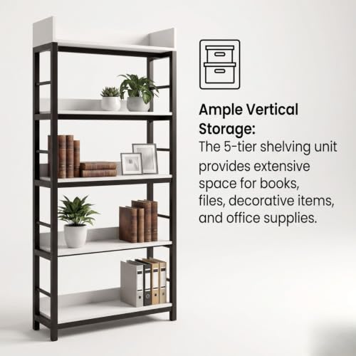 Image of FFO Modern Bedside Table with Drawer & Open Shelf, Wooden Top with Metal Frame, Compact Nightstand for Bedroom, End Table for Living Room