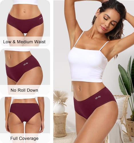 Image of coskefy Womens Underwear Cotton Hipster Panties Soft Stretch Ladies Cheeky Bikini Briefs 4 Pack