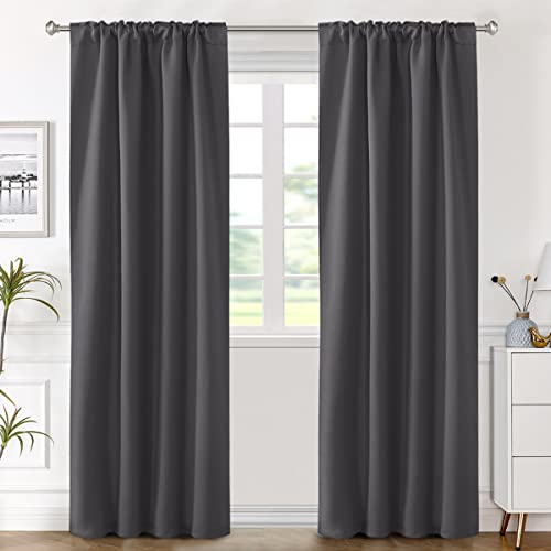 Image of H.VERSAILTEX Blackout Curtains Thermal Insulated Window Treatment Panels Room Darkening Blackout Drapes for Living Room Back Tab /Rod Pocket Bedroom Draperies (2 Panels, Charcoal Gray, 42 x 84 Inch)