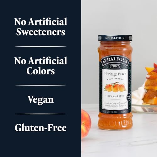 St Dalfour Fruit Spread - Deluxe - 100% Fruit - Golden Peach - 10oz - Case of 6