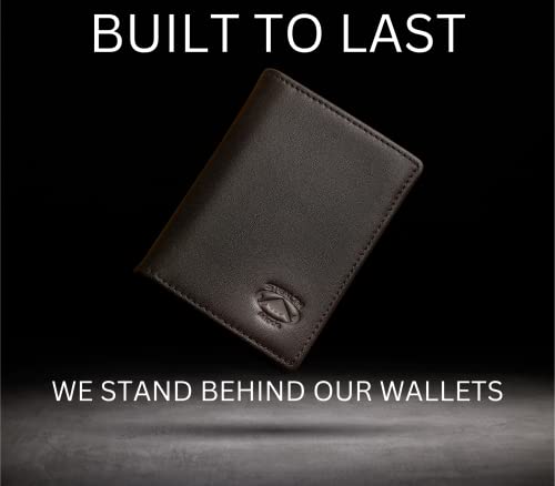 Image of Stealth Mode Men's Slim Front Pocket Wallet - RFID Blocking, Thin Minimalist Bifold Design, Genuine Leather - ID Window and 5 Sleeves for Money, Credit and Debit Cards, Driver's License (Dark Brown)