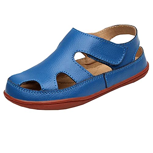 Catálogo de Calzado Coloso al mejor precio. 42 Auhoho Sandalias de piel con puntera cerrada para niños y niñas, Azul / Patchwork, 15.5 MX Niño