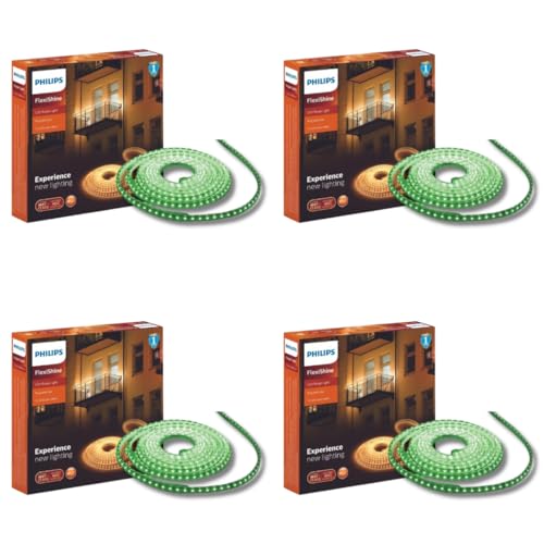 Image of PHILIPS 5 Meter LED Rope Light | Flexishine Plug n Play Flexible Rope Light for Indoor and Outdoor Decorations | Rope Light for False Ceiling,Balcony,Diwali,Christmas | Colour : Green, Pack of 4
