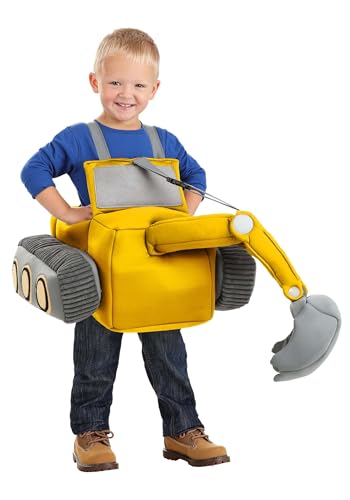Toddler Ride in Excavator Costume Yellow Heavy Equipment Operator Outfit X-Small