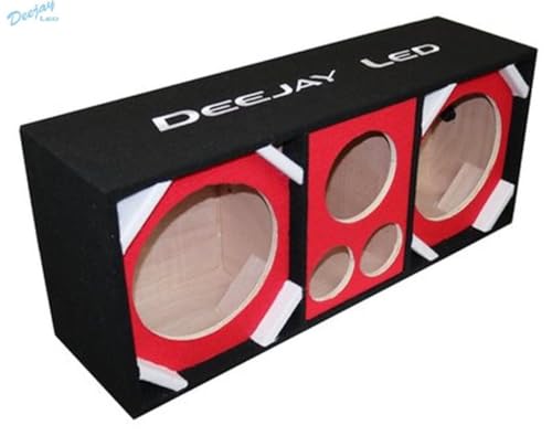 DEEJAY LED D10T2H1RED Empty Chuchera Speaker Enclosure with Quad Port Two 10-inch Woofers Plus Two Tweeters and One Horn Heavy Duty Carpet Embroidered Stitched Logo - RED